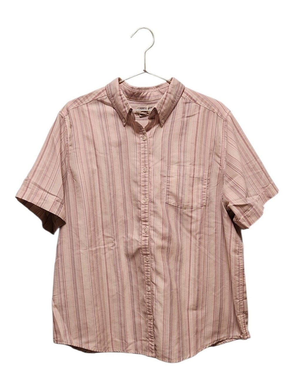 Women's Cabin Creek Casual Short-Sleeve Button-Down Shirt - Pink Striped 18W